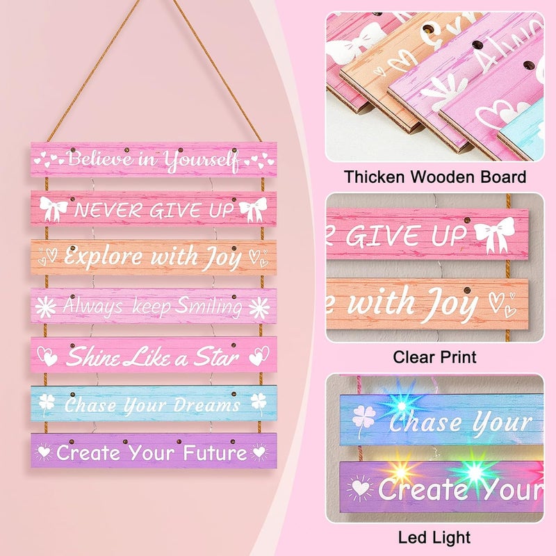 FIOBEE Girls Room Décor for Teen Girls Boys with LED Light Wall Decor for Bedroom Motivational Inspirational Wall Art Room Decoration for Kids Studyroom, 8 Kinds of Lights, Multi-Color - Image 5